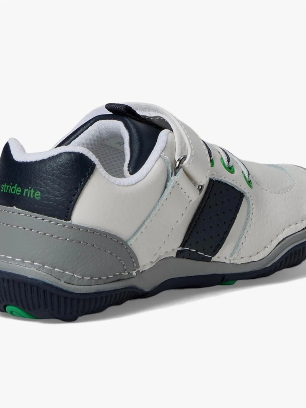 Stride Rite White, Navy & Green Kids Sneakers 011